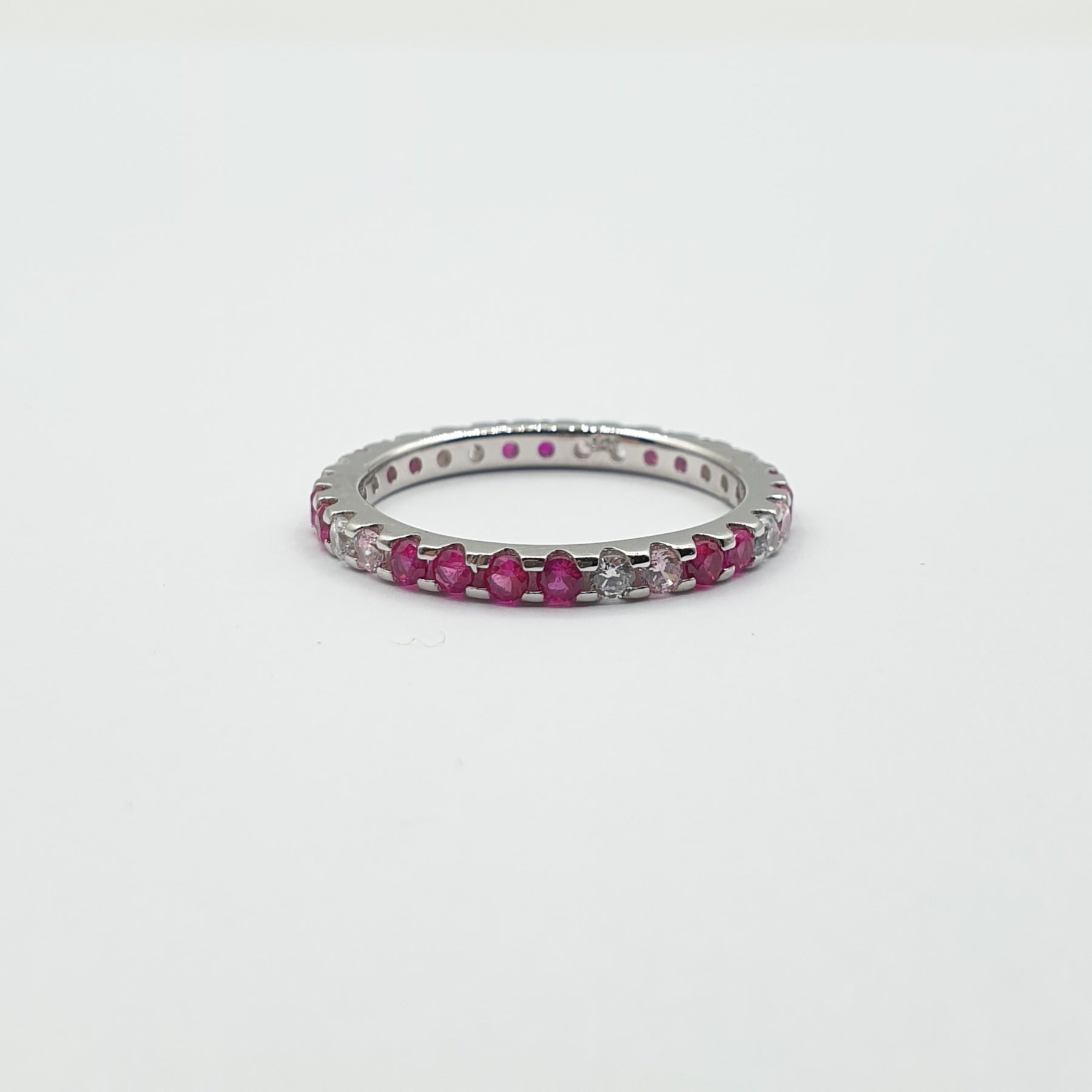 Bague Argent Rhodié Garanti pierres rouge