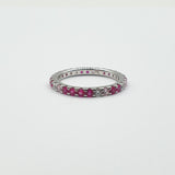 Bague Argent Rhodié Garanti pierres rouge