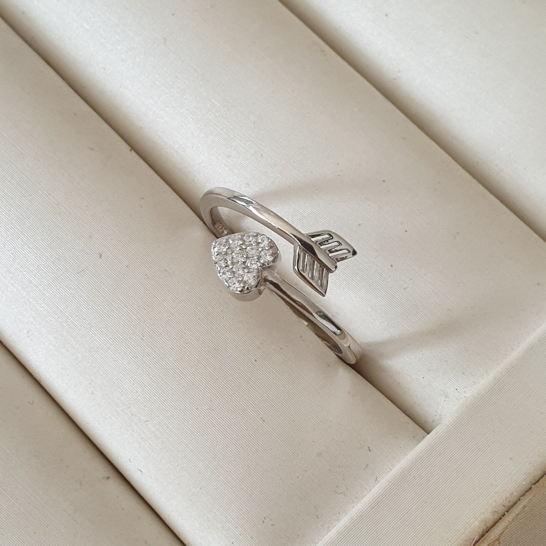 Bague Argent Rhodié Garanti la flèche cœur soldeargent - 40%