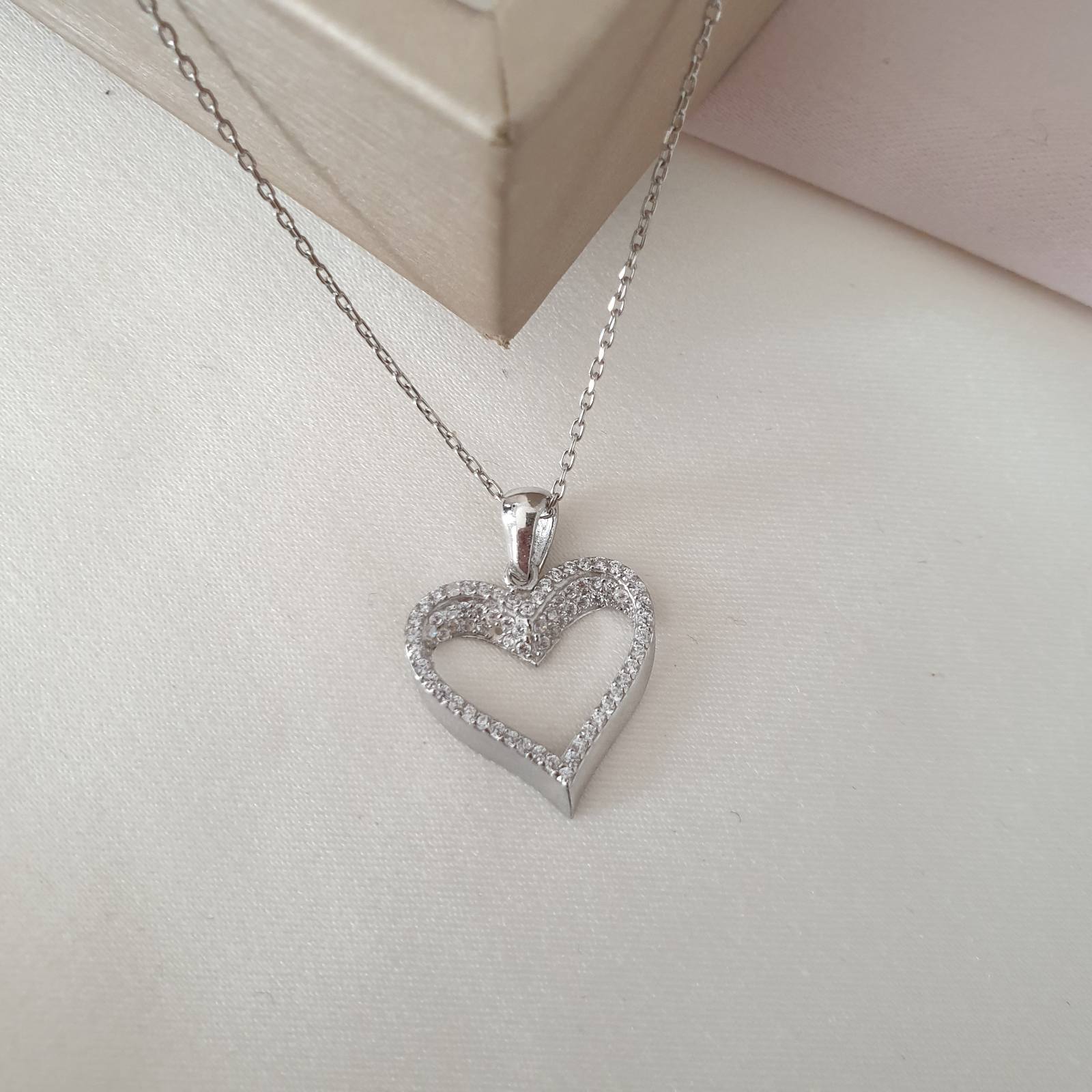 Collier Argent Rhodié Garanti soldeargent - 40% cœur en forme