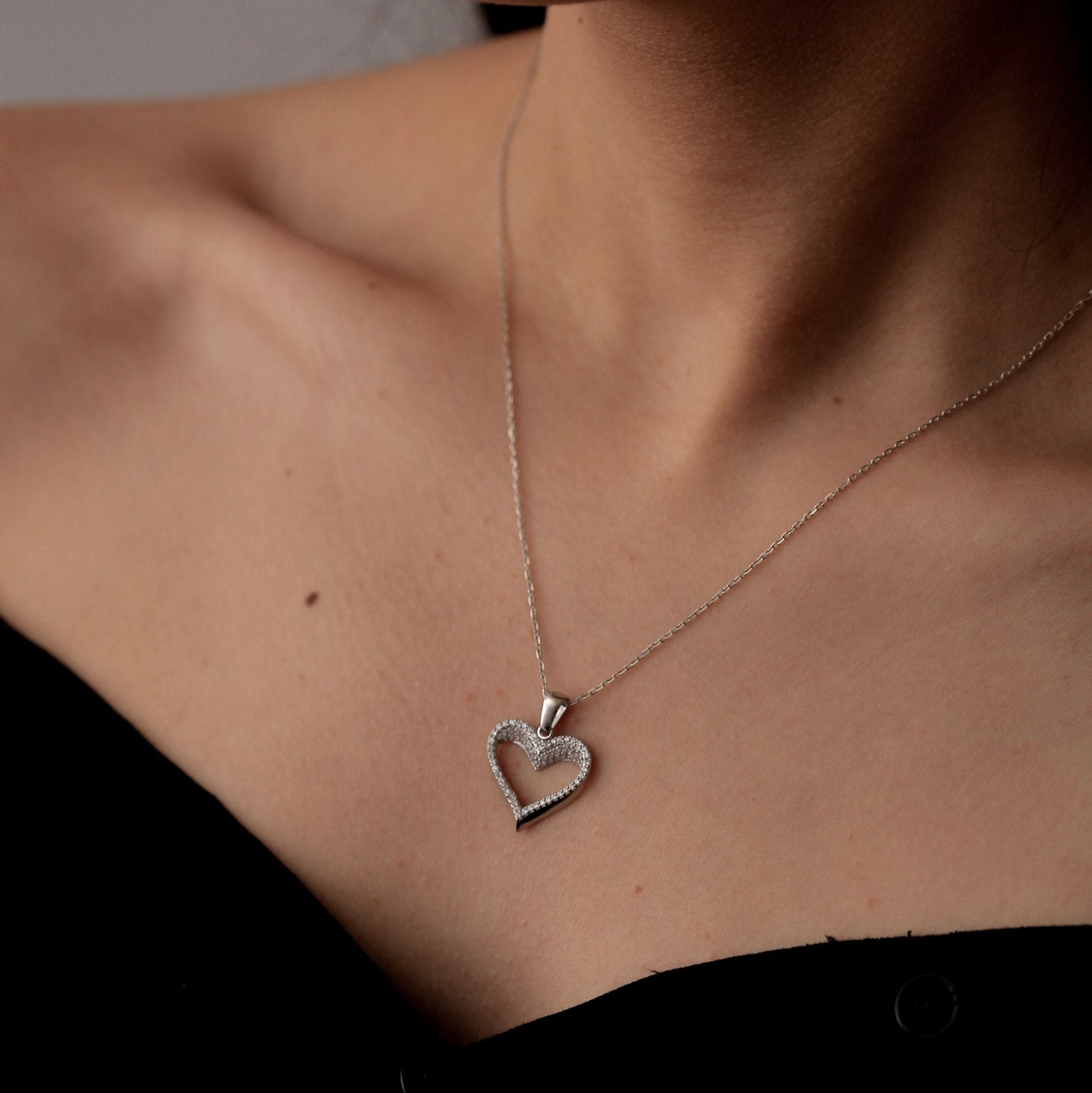 Collier Argent Rhodié Garanti soldeargent - 40% cœur en forme