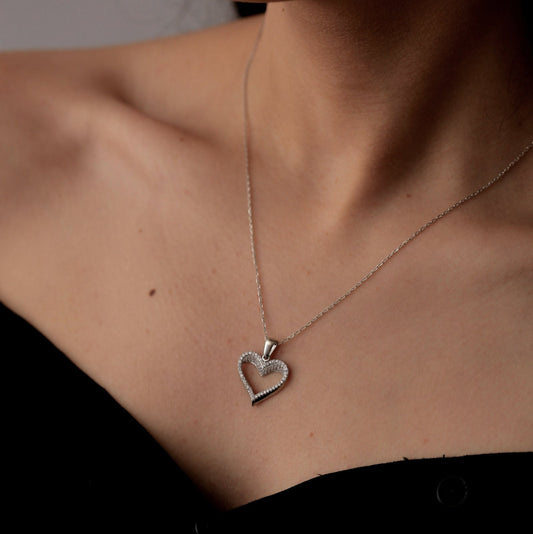 Collier Argent Rhodié Garanti soldeargent - 40% cœur en forme