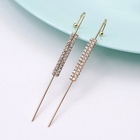 Boucles d'oreilles barre tendances en strasses