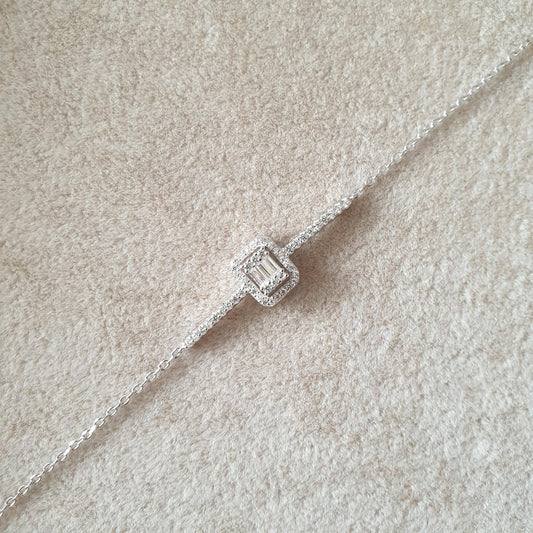 Gourmette argent Rhodié garanti le rectangle en trait