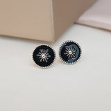 حلق فضة مطلي روديوم مضمون مطلي بالمينا السوداء - 40%