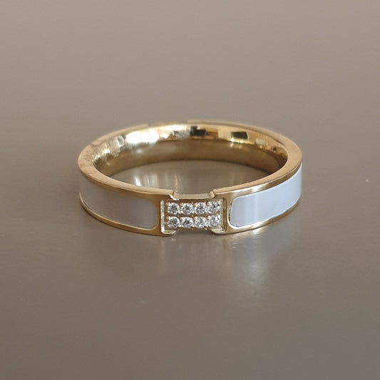 Bague acier garanti inoxydable en nacre