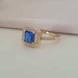 Bague Plaqué Or 18 carats garanti 10 ans Paris Coque de Nacre Bijouxcn octogone bleu