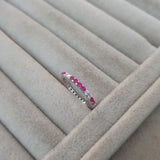 Bague Argent Rhodié Garanti pierres rouge
