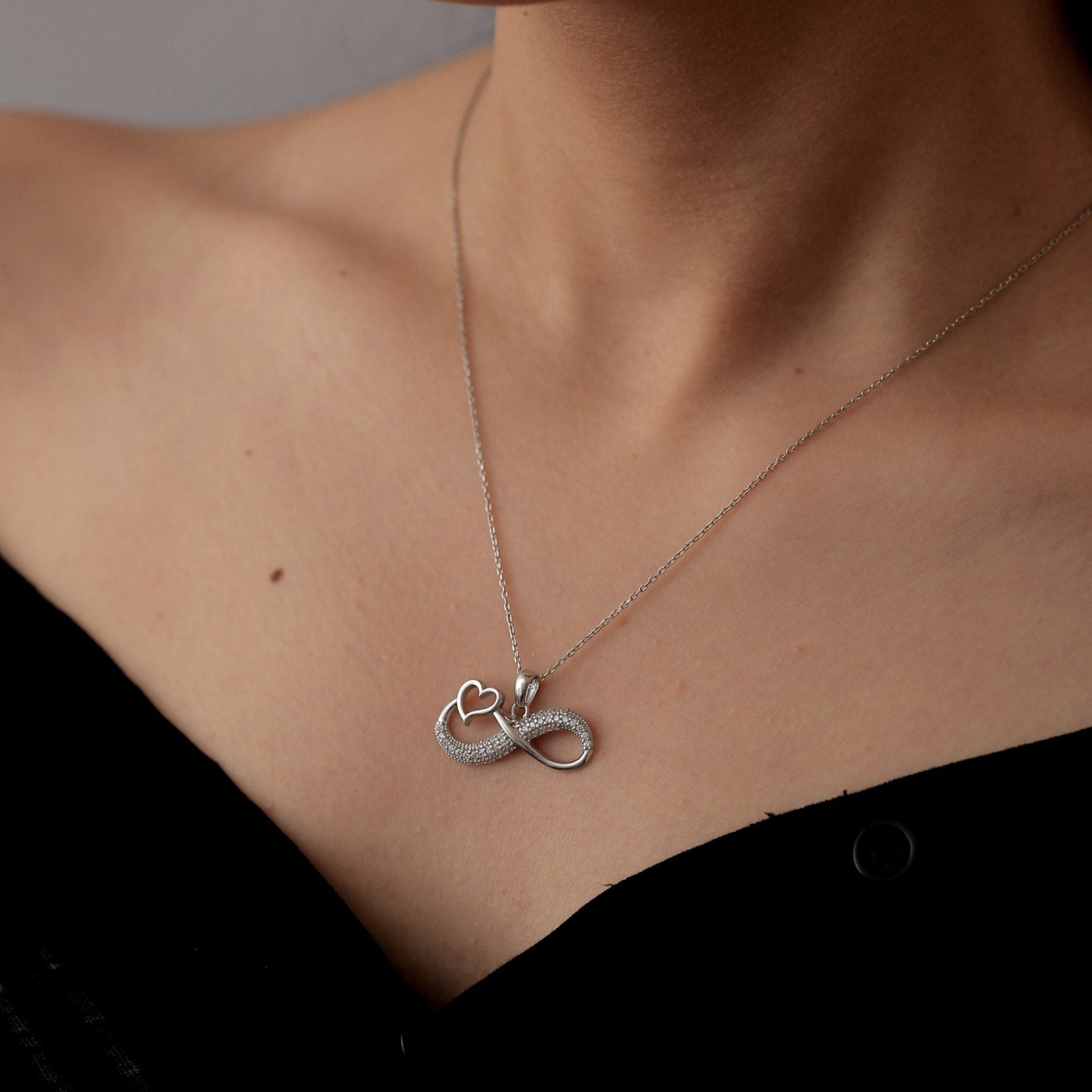 Collier Argent Rhodié Garanti soldeargent - 40%  infinity cœur