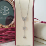Collier argent Rhodié Garanti triple papillon New