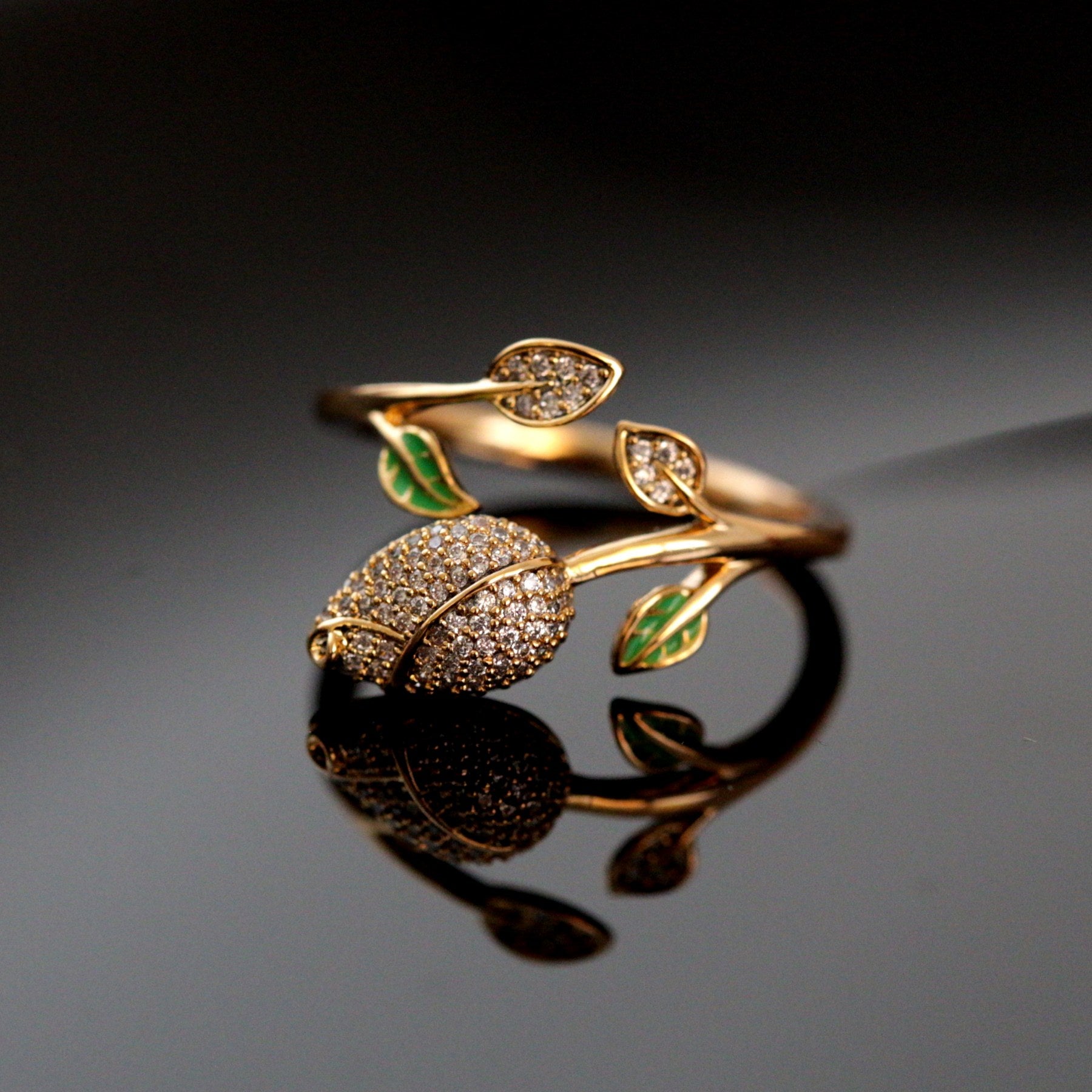 خاتم اللوحة الذهبية Xuping Xp اتجاه الزهرة