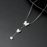 Collier argent Rhodié Garanti triple papillon New