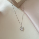 Collier argent Rhodié Garanti grosse pierre cœur