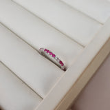 Bague Argent Rhodié Garanti pierres rouge