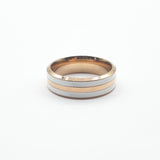 Bague acier garanti inoxydable anneau rose gold nacre blanc