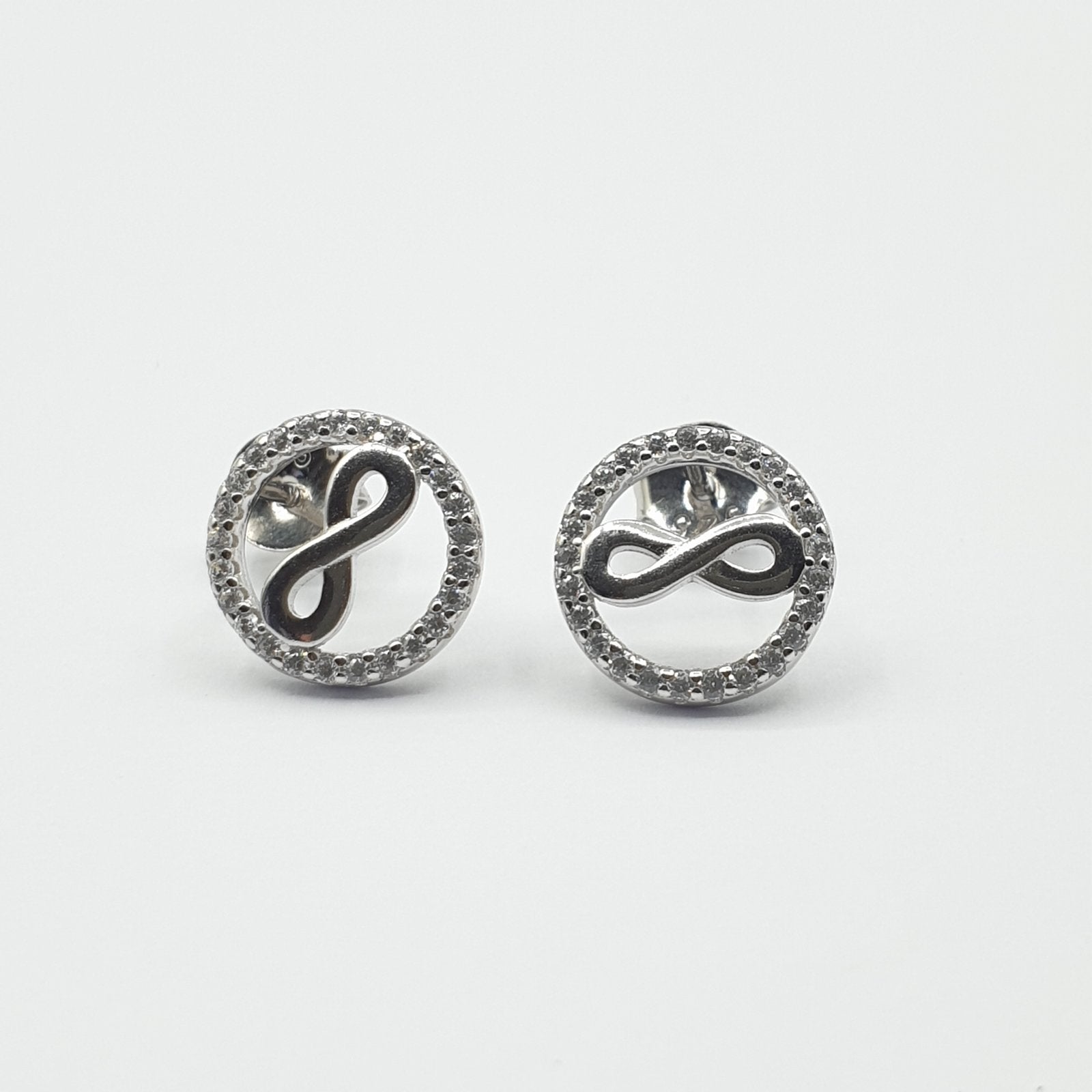 Boucle d'oreille argent Rhodié garanti infinity rond soldeargent - 40%