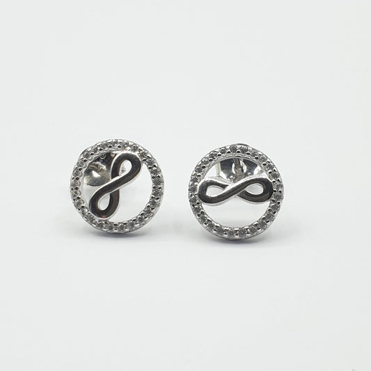 Boucle d'oreille argent Rhodié garanti infinity rond soldeargent - 40%
