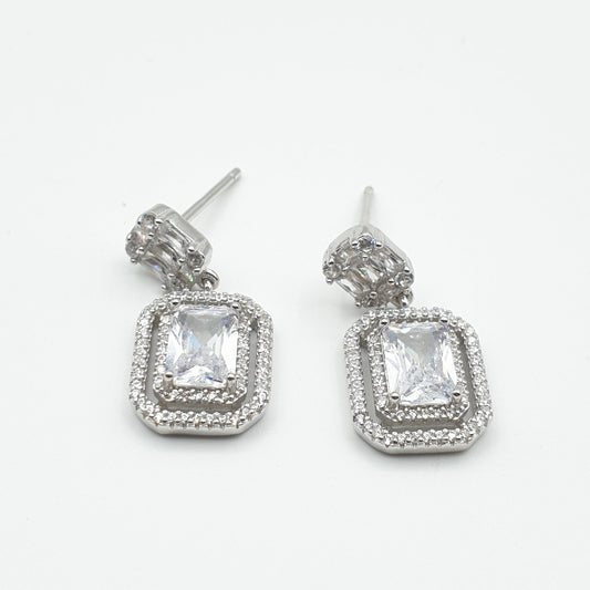 Boucles d'oreilles Argent Rhodié Garanti  rectangle sans pierre soldeargent - 40%