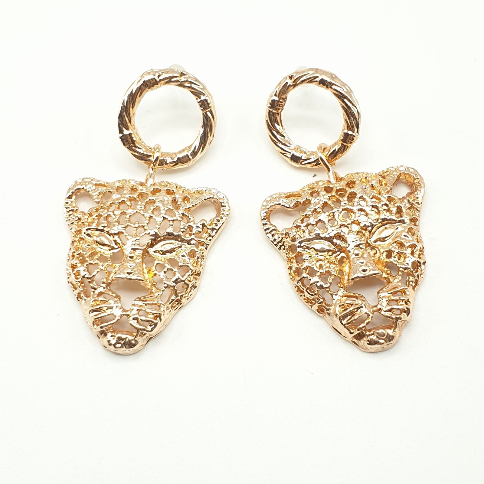 Boucle d'oreille bijoux de fantaisie tendance tigre rose gold