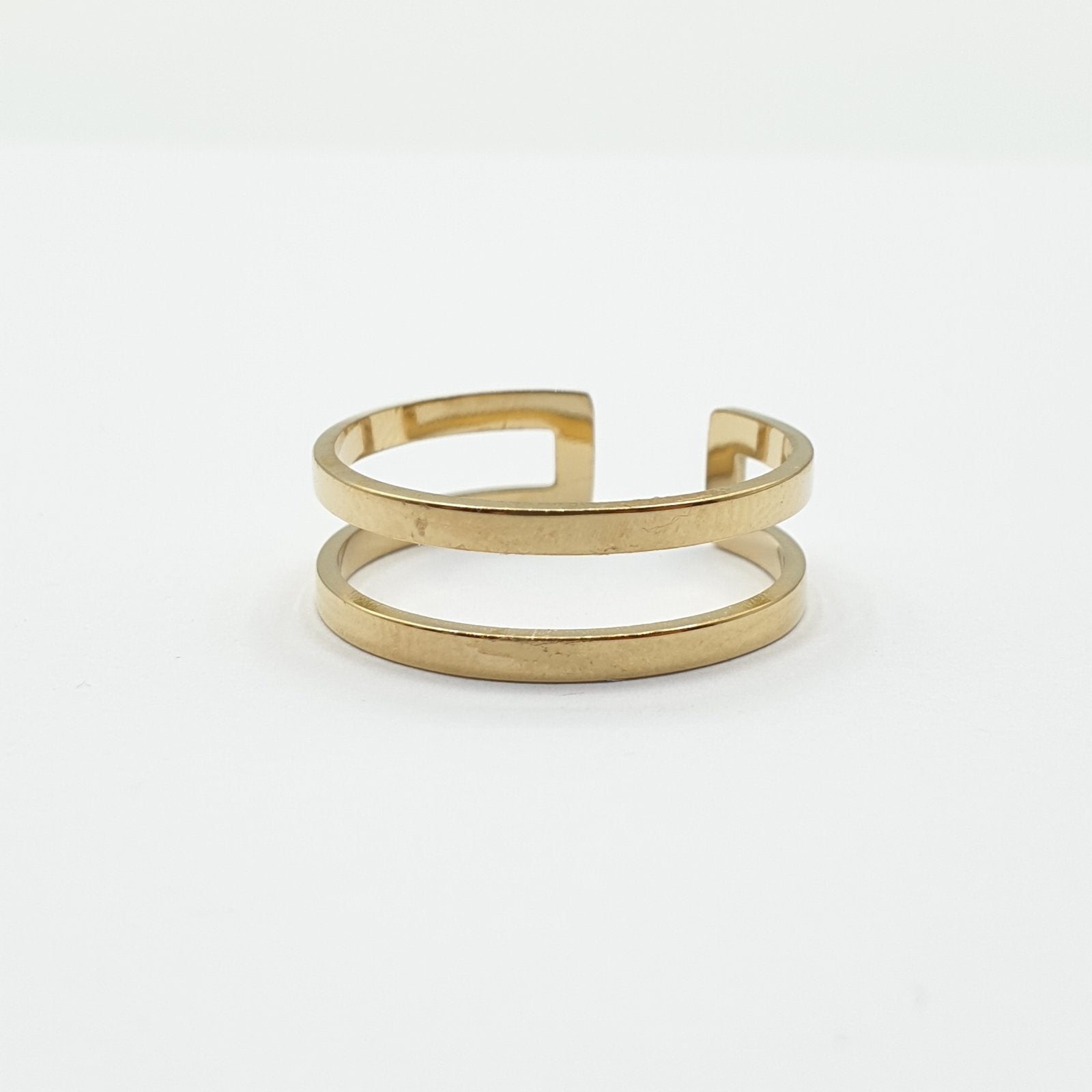 Bague acier garanti inoxydable anneau ouvert ajustable 2 traits