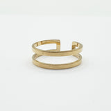 Bague acier garanti inoxydable anneau ouvert ajustable 2 traits