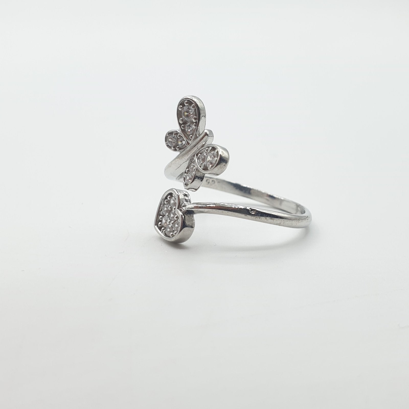 Bague  Argent Rhodié Garanti soldeargent - 40% papillon cœur
