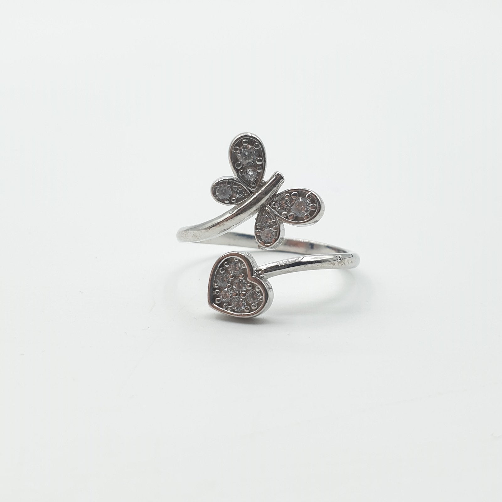 Bague  Argent Rhodié Garanti soldeargent - 40% papillon cœur