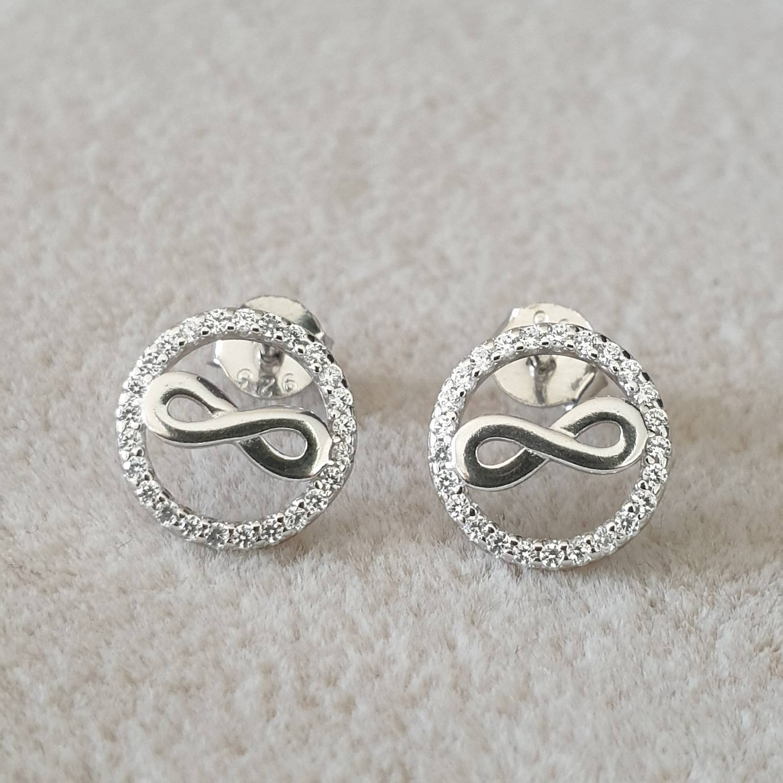 Boucle d'oreille argent Rhodié garanti infinity rond soldeargent - 40%