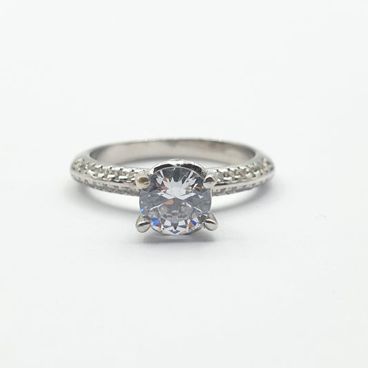 خاتم فضة مطلي روديوم مضمون سوليتير 3 ساليموني - 40%