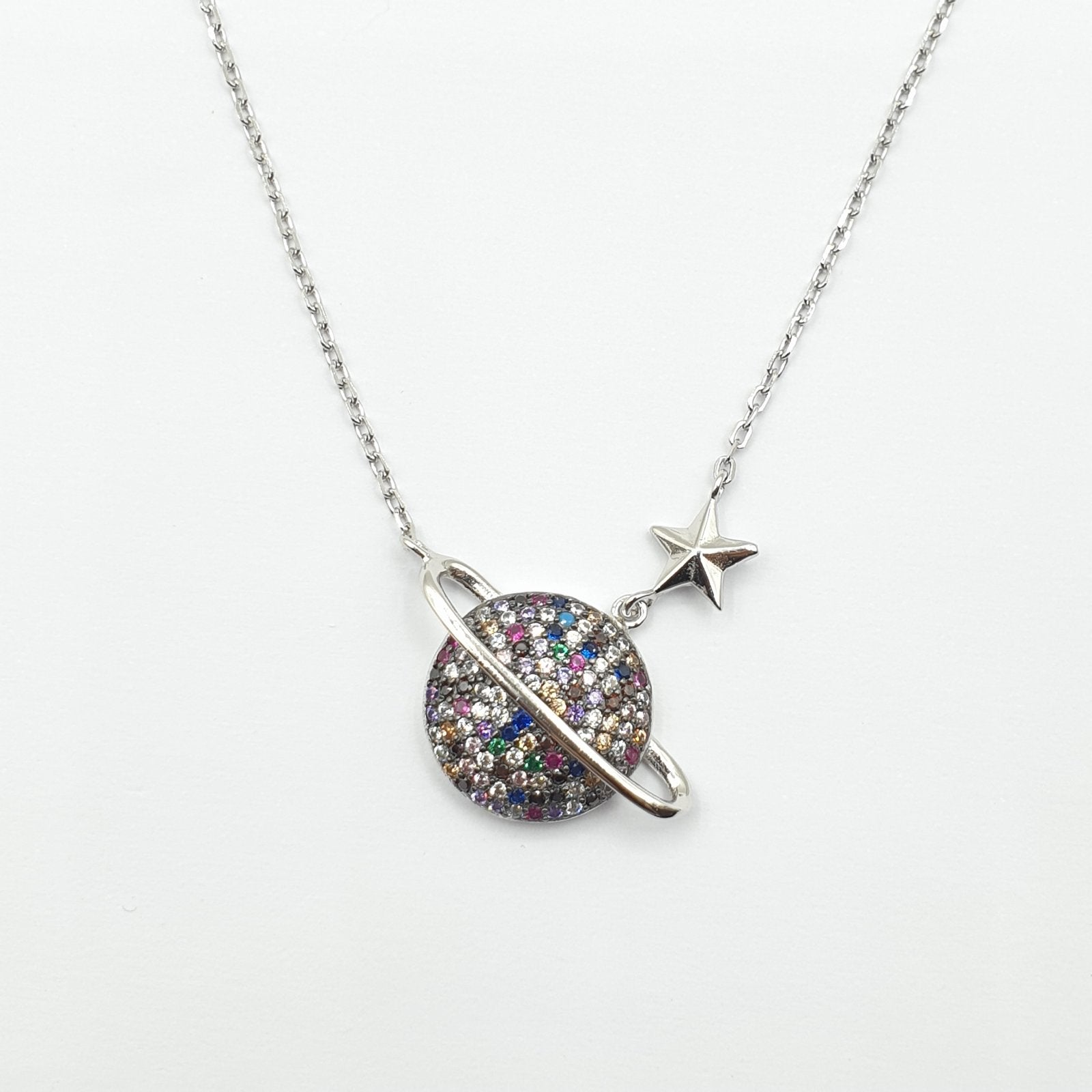 Collier Argent Rhodié Garanti planet