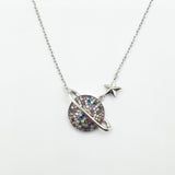 Collier Argent Rhodié Garanti planet