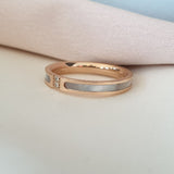 Bague acier garanti inoxydable anneau nacre 2 pierres rose gold