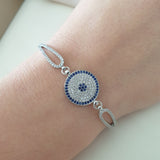 Gourmette Argent Rhodié Garanti soldeargent - 40% œil bleu rond