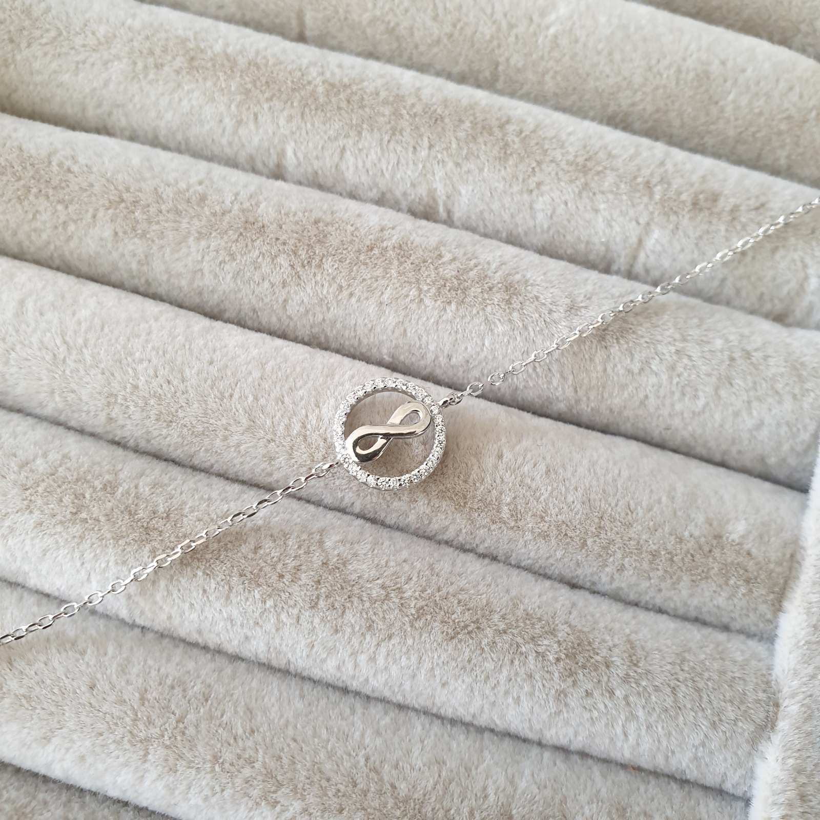 Gourmette Argent Rhodié Garanti infinity rond