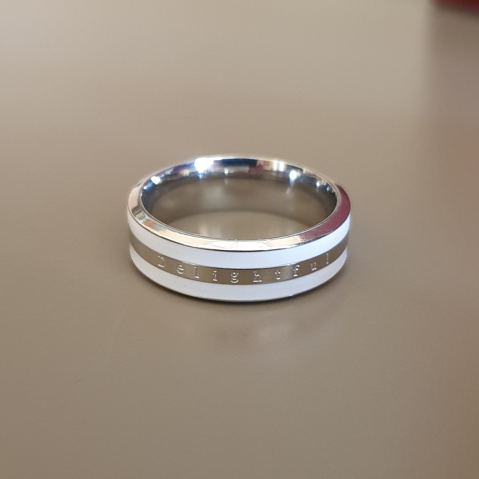 Bague acier garanti inoxydable anneau blanc nacre blanc tendance