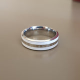 Bague acier garanti inoxydable anneau blanc nacre blanc tendance