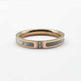 Bague acier garanti inoxydable anneau nacre 2 pierres rose gold