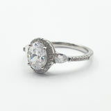 خاتم فضة مطلي بالروديوم مكفول بيضاوي 2 لوز