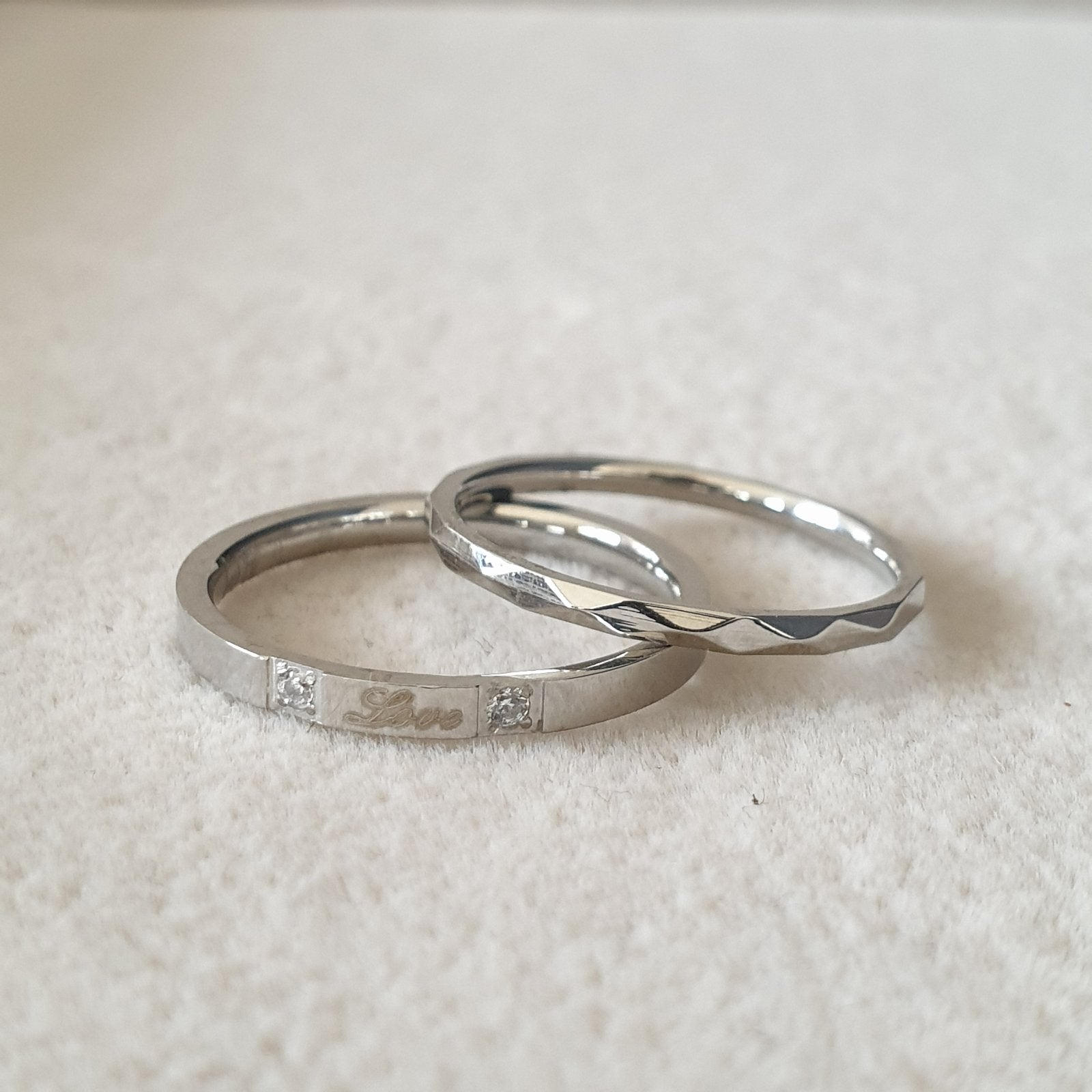 Bague acier garanti inoxydable double anneaux séparés love argenté