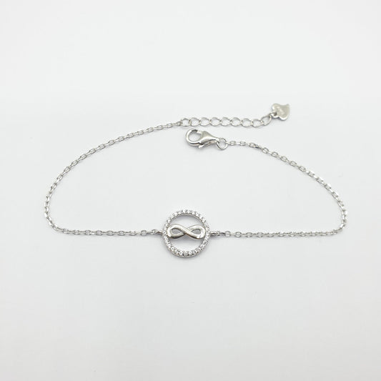 Gourmette Argent Rhodié Garanti infinity rond