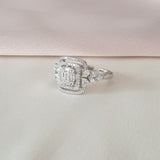 Bague  Argent Rhodié Garanti soldeargent - 40% carrée chargée