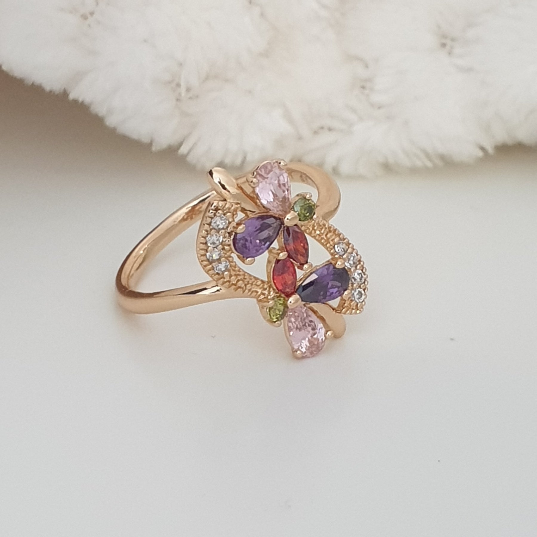 Bague xp tendance Plaqué or Xuping 2 fleurs couleurs