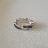 Bague Argent Rhodié garanti nacre vert torsadé