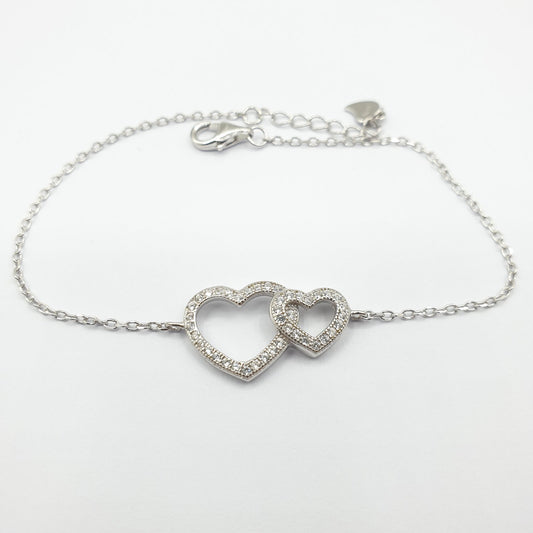 Gourmette Argent Rhodié Garanti the couple of hearts