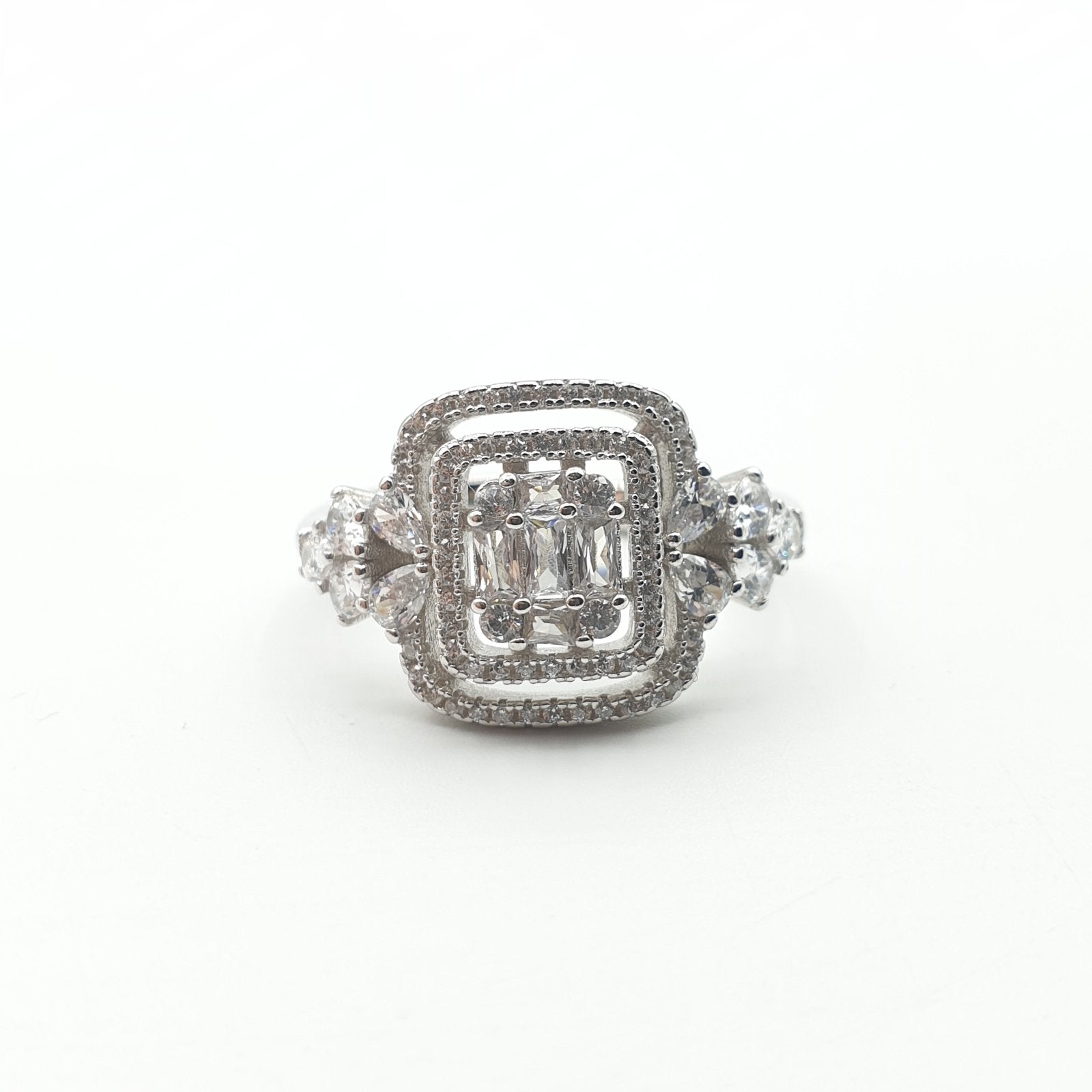 Bague  Argent Rhodié Garanti soldeargent - 40% carrée chargée