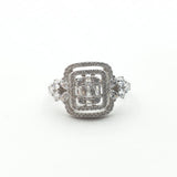 Bague  Argent Rhodié Garanti soldeargent - 40% carrée chargée