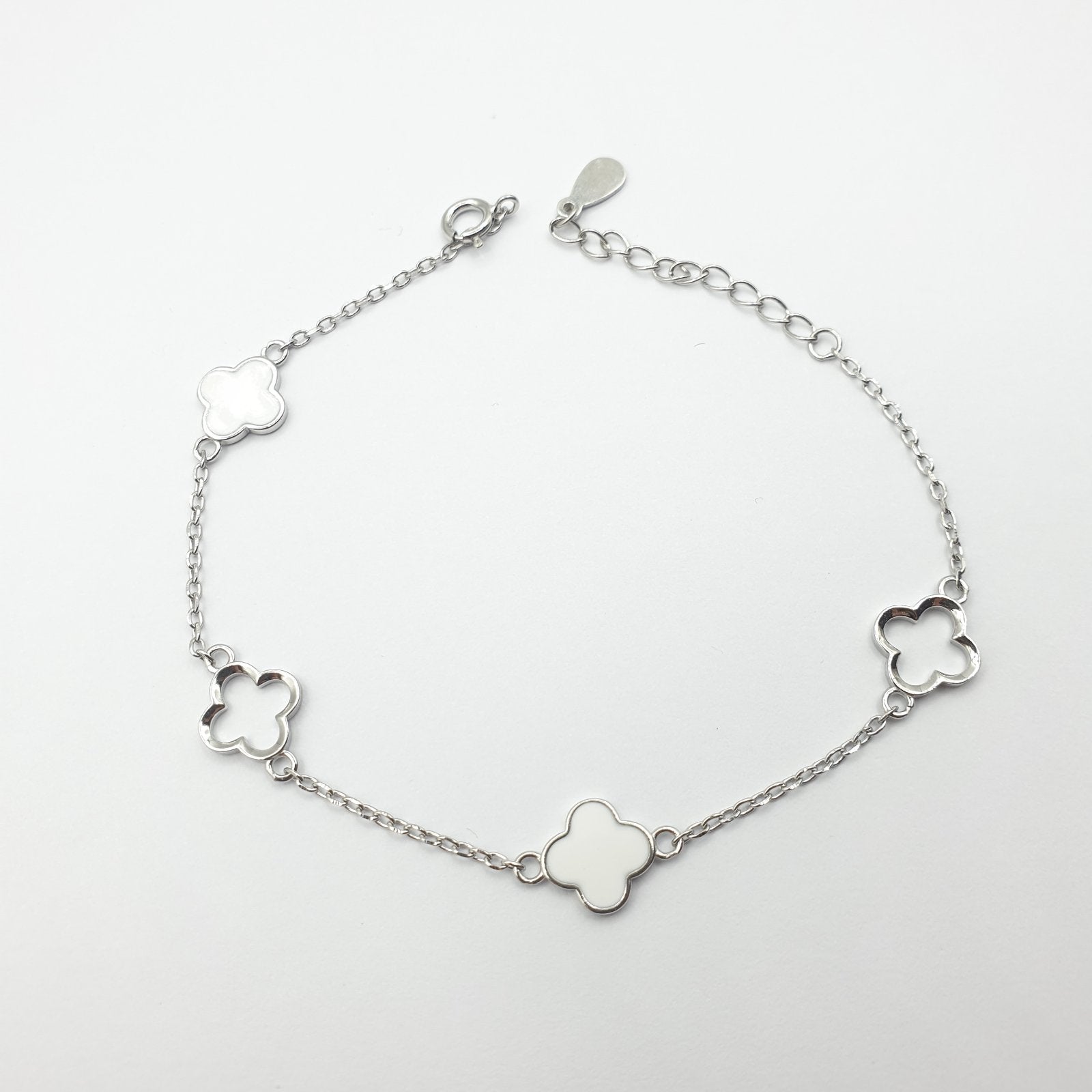 Gourmette Argent Rhodié Garanti soldeargent - 40% trèfle blanc trèfle vide