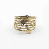 Bague acier garanti inoxydable étoiles double