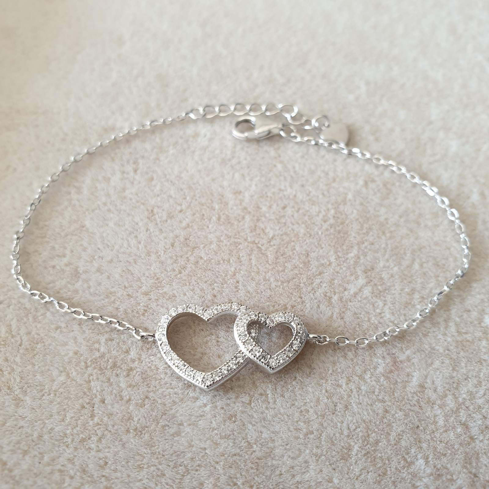 Gourmette Argent Rhodié Garanti the couple of hearts