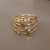 Bague acier garanti inoxydable étoiles double